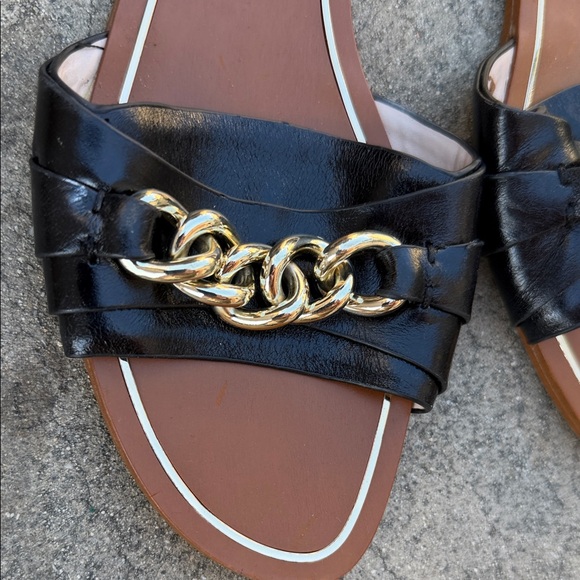 Zara Black Sandals with Gold Chain Accent - Picture 2 of 5